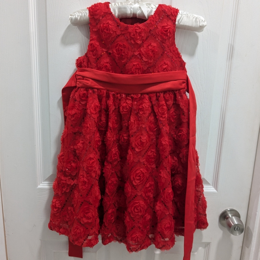 Rare Editions Girls Holiday Christmas Dress Red Sequins